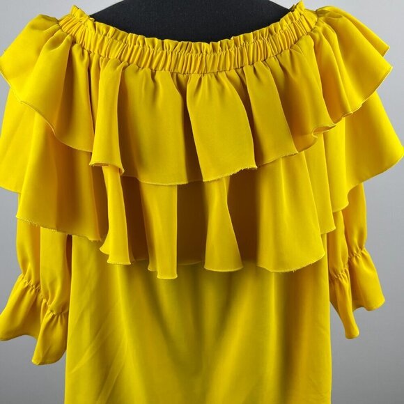 Byinns Women's Off Shoulder Ruffle Yellow Top Size XL - Picture 7 of 11